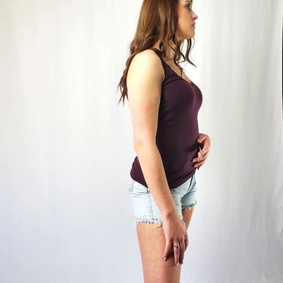 Loft Maroon Ribbed Tank Top - XS - Picture 5 of 7